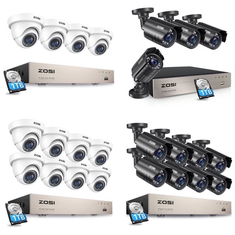 ZOSI 8CH H.265+DVR 1080P Outdoor Security Camera System CCTV IR Night Vision 1TB gallery