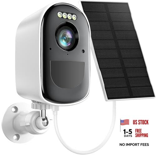 Security Cameras, Wireless Camera Outdoor Powered by 1 Count white and black