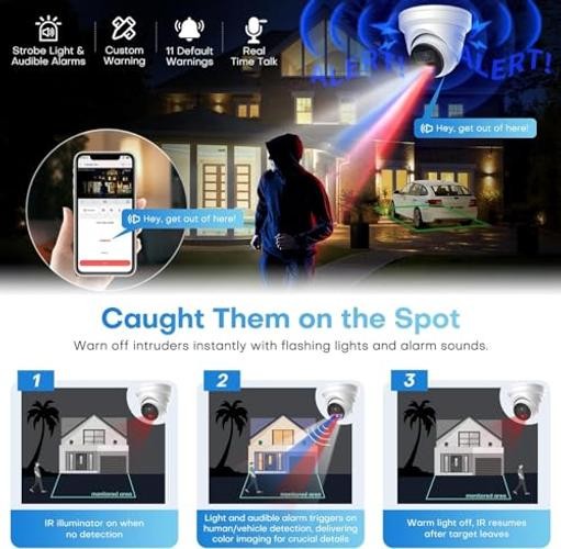 6MP PoE IP Turret Camera, PoE Camera Outdoor White - 6MP Active Deterrence gallery