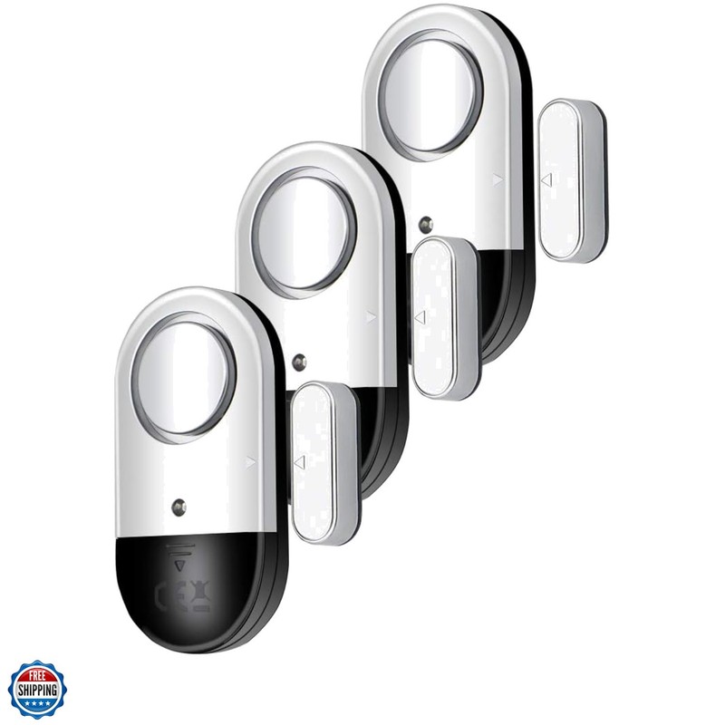 120 DB Loud Door and Window Open Alarm Sensor 3 Pack for Kids, Dementia Patie...