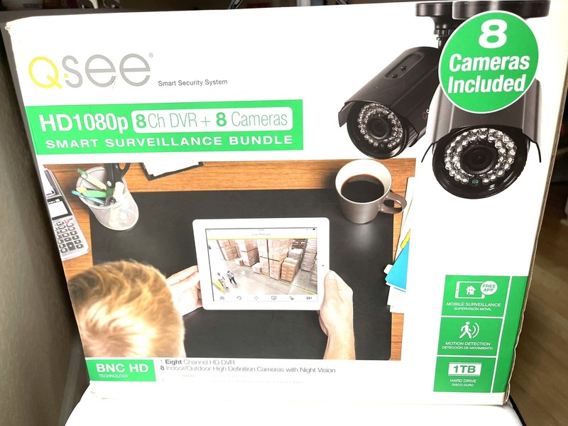 Q.see.Smart Security System.HD1080p.8CH DVR+8 Cameras (open box)