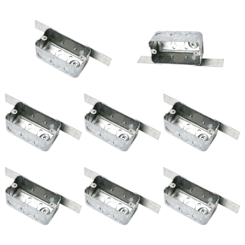 Qlvily 8 Packs 4 x 2 Inch Metal Electrical Box with Bracket, 1/2 Silver