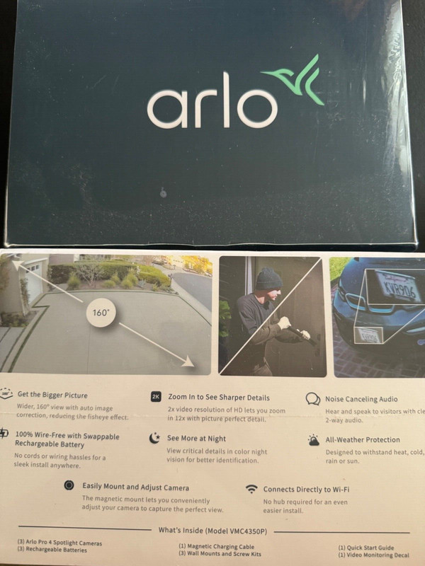 ✳️ ✳️ Arlo Pro 4 2K Spotlight Camera - White, Set of 3 Indoor Outdoor NEW ✳️✳️ gallery