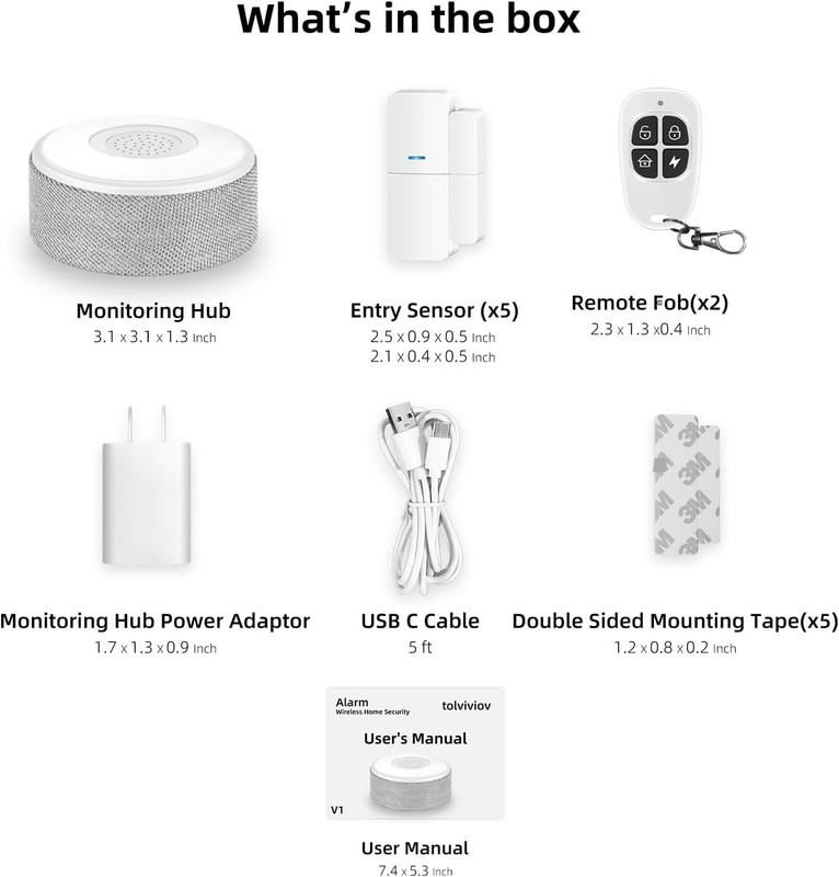 8 Pieces Tolviviov Wireless DIY Smart Home Security Alarm System Work with Alexa gallery