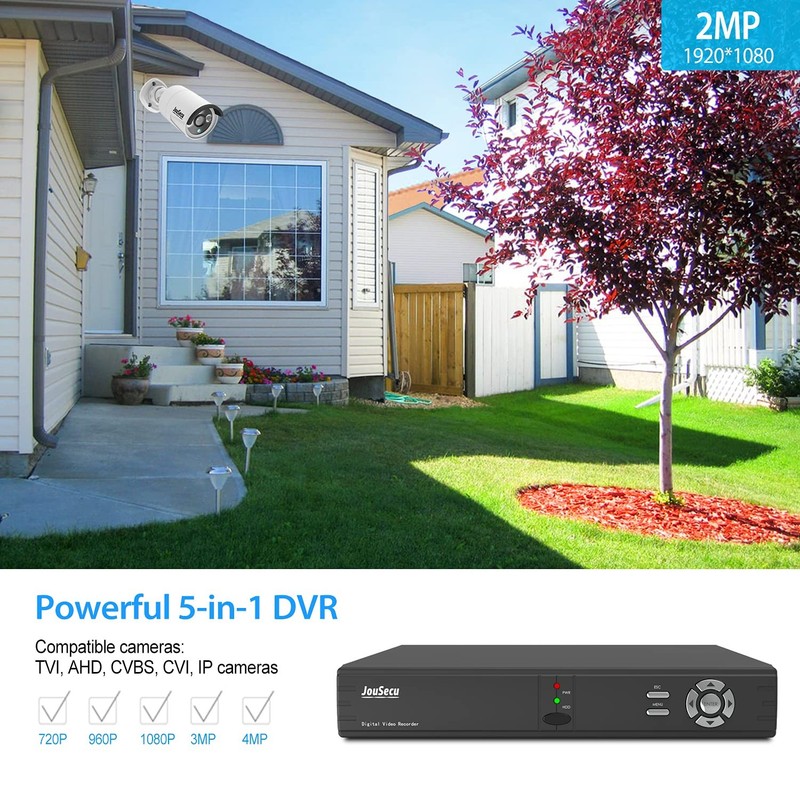 JouSecu 8CH Home Security Camera System Outdoor Indoor, 2MP HD 5-in-1 Surveil... gallery