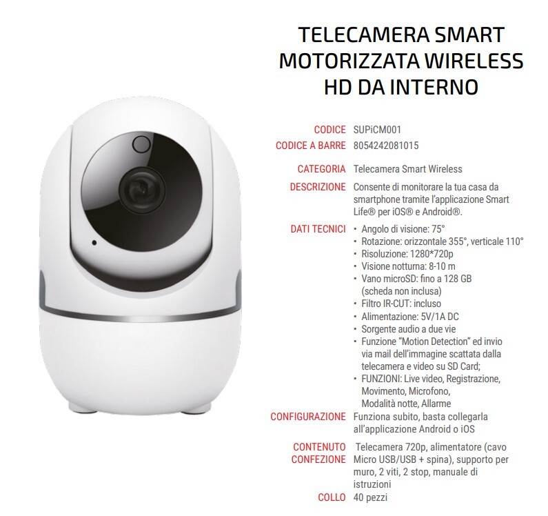 SUPERIOR SECURITY INDOOR CAMERA 360° HD WIFI ALEXA GOOGLE SMARTLIFE gallery