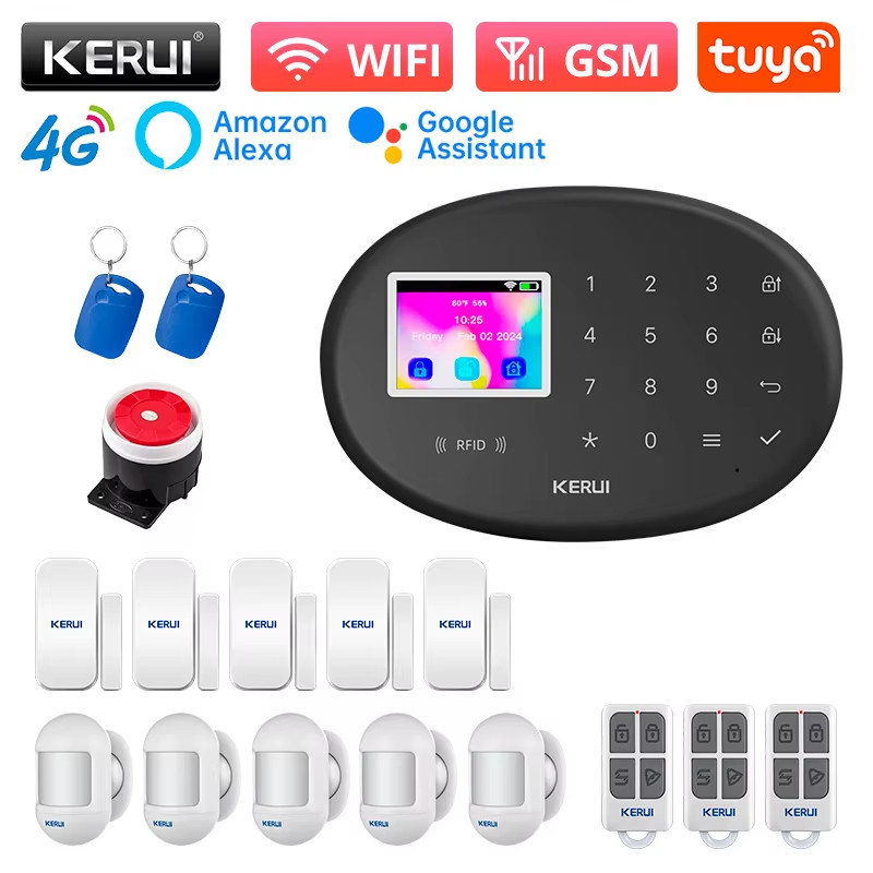 Smart Home WIFI + 4G 2G GSM Alarm System Working with Tuya Smart / Smart Life AP