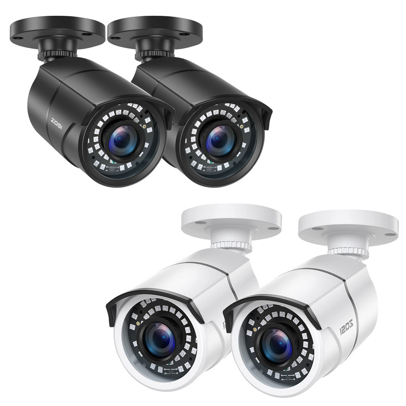 ZOSI 2pcs 4-IN-1 1080p HD 3.6mm TVI AHD CVI Analog Outdoor CCTV Security Camera