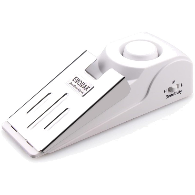 Door Stop Alarm 120DB Siren Rubber White 1 Pack