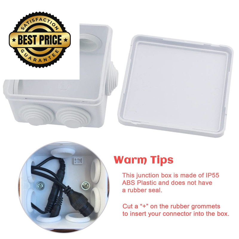 Sunnyglade ABS Plastic Electrical Junction Box IP55 3.4"x3.4"x2", White gallery
