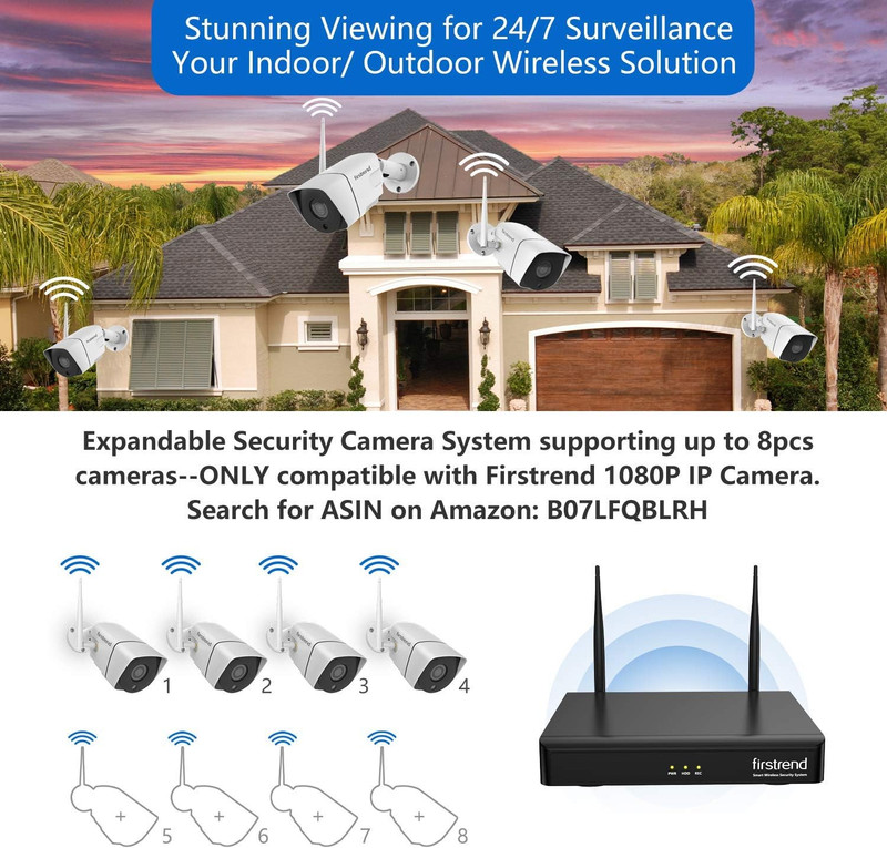 Wireless Security Camera System, 8CH Wireless NVR System with 8Pcs 1080P HD Sec gallery