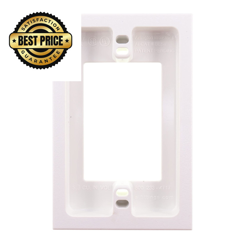 ARLINGTON Industries BES1 EXTENDS Shallow Boxes 5/8 INCH, Non-Metallic White