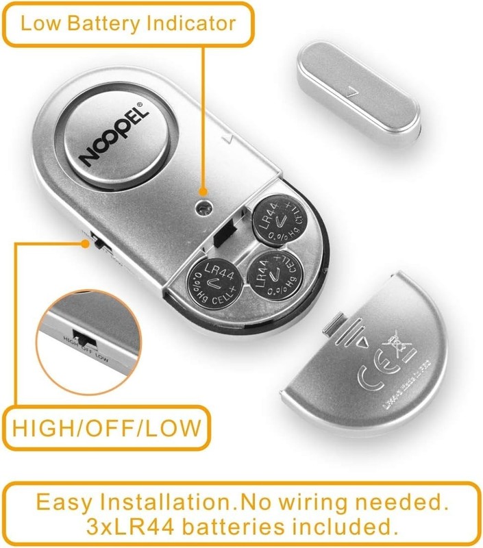 4 Pack Door Alarms - Battery Operated with Two Volume Levels for Home Security gallery