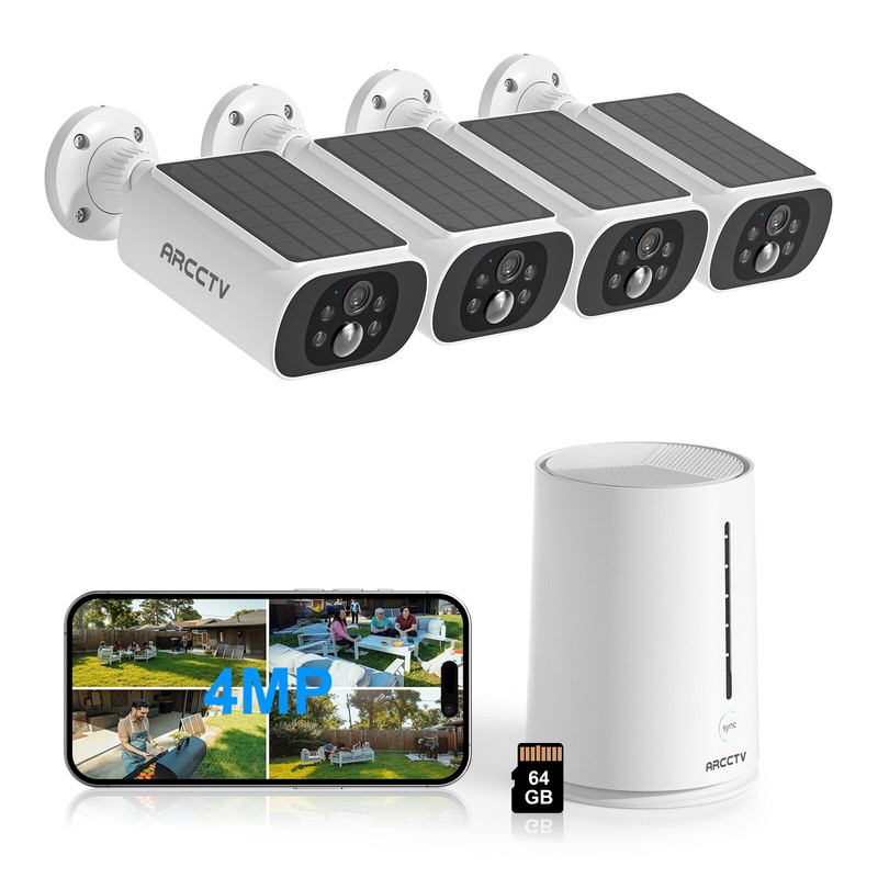 ARCCTV Outdoor Solar Security Camera System 4MP 5G Wifi AI Detection 2Way Audio