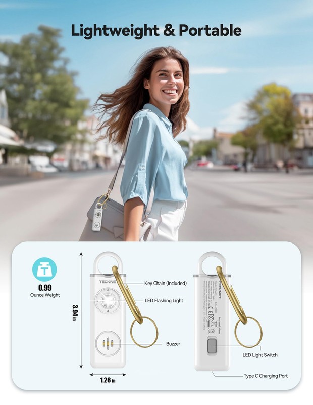 Rechargeable Personal Safety Alarm for Women, 130dB Self Defense Keychain Ala... gallery