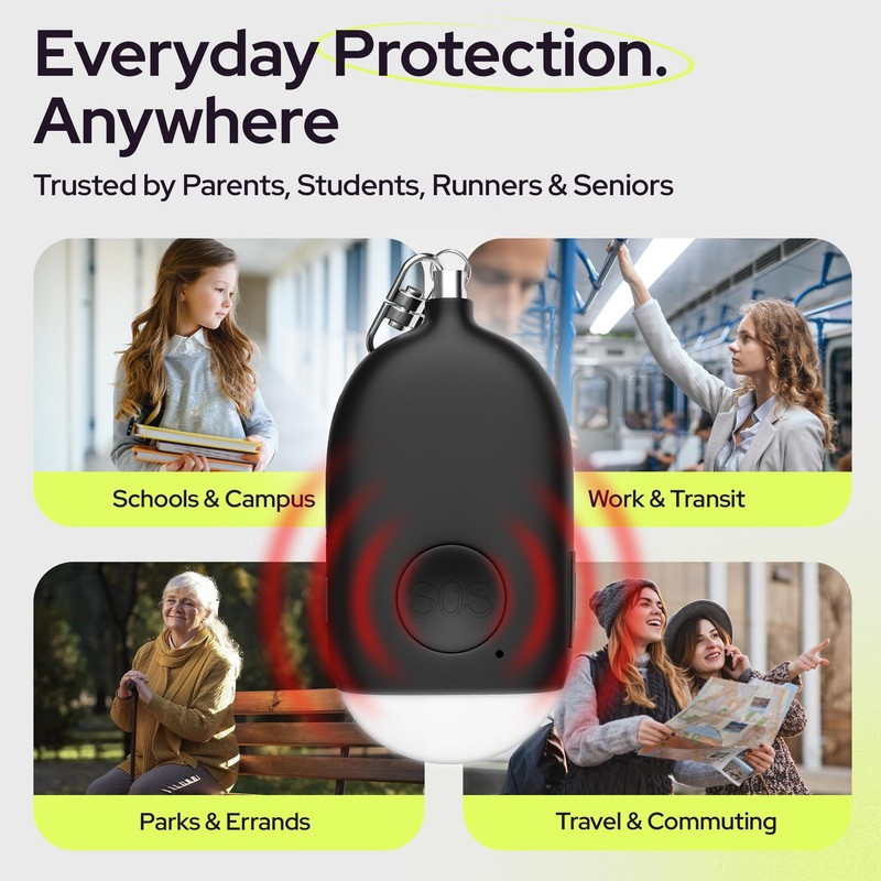 Rechargeable Personal Alarm Keychain - 130dB Siren & LED Light - 2 Pack Perso... gallery