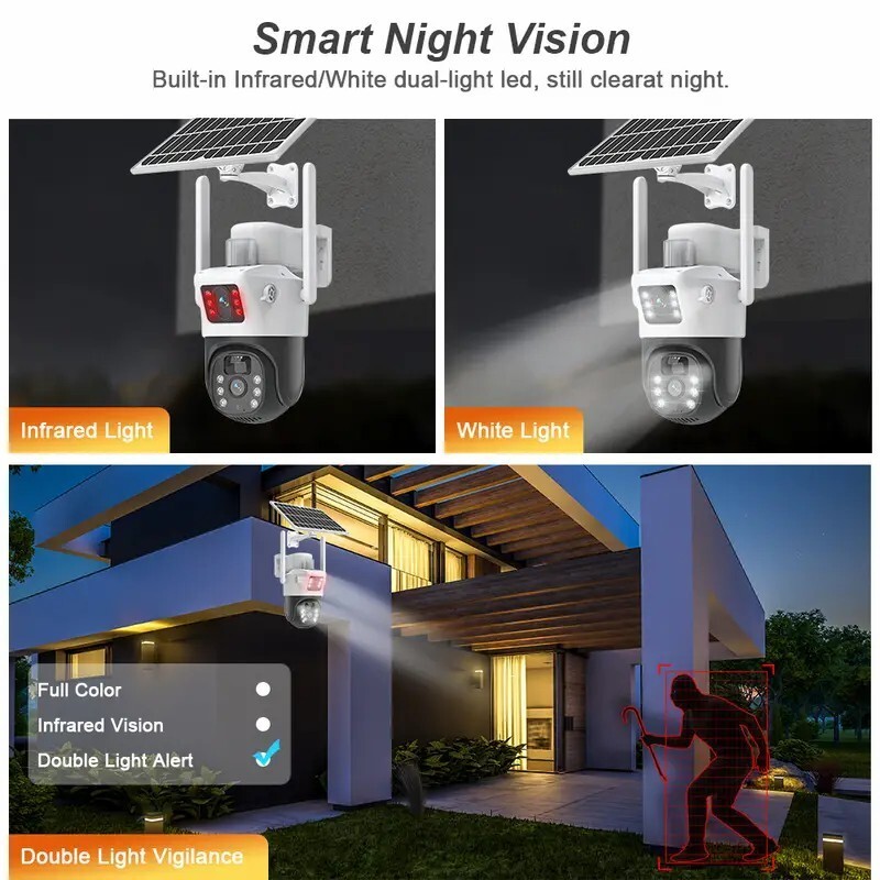WiFi 4MP Wireless Solar Power PTZ Camera Security CCTV Surveillance Home Outdoor gallery