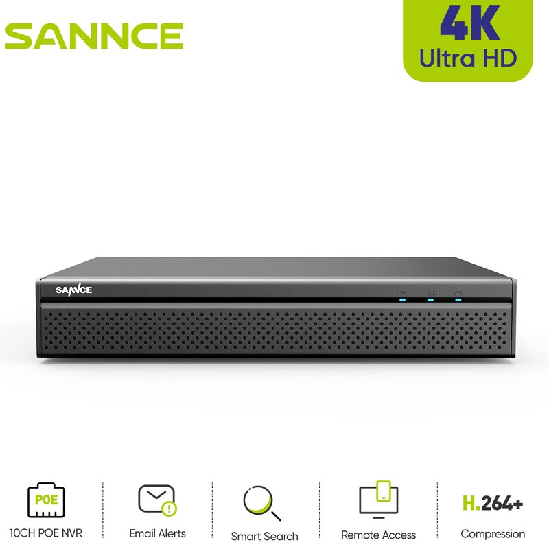 SANNCE 4K 8CH 8MP POE NVR Home Video Recorder for Security Camera System CCTV