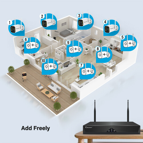 WiFi Security Camera System Outdoor Wireless CCTV HD Human Alert 24/7 Recording gallery