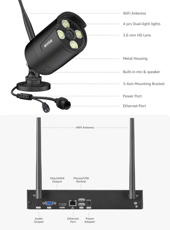 Wireless Security Camera System-16Ch Expandable 4K Security NVR, 8Pcs 2K Outdoor gallery