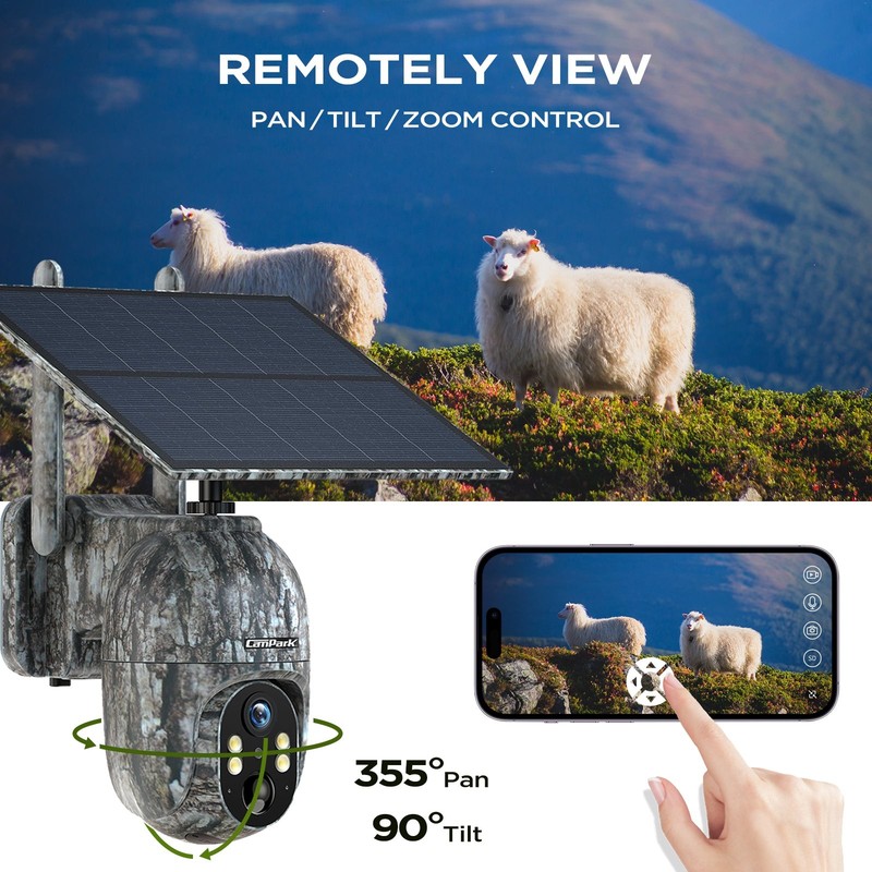 2* Solar Power 4G LTE Cellular 2.5K PTZ Security Camera Trail Cam w/ US SIM Card gallery