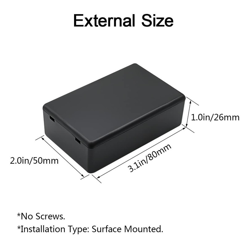 LeMotech 5 Pieces Plastic Project Boxes 3.1" x 2.0" x 1.0"(5pc), Black gallery