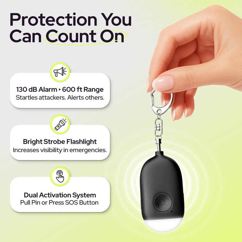 Rechargeable Personal Alarm Keychain - 130dB Siren & LED Light - 2 Pack Perso... gallery