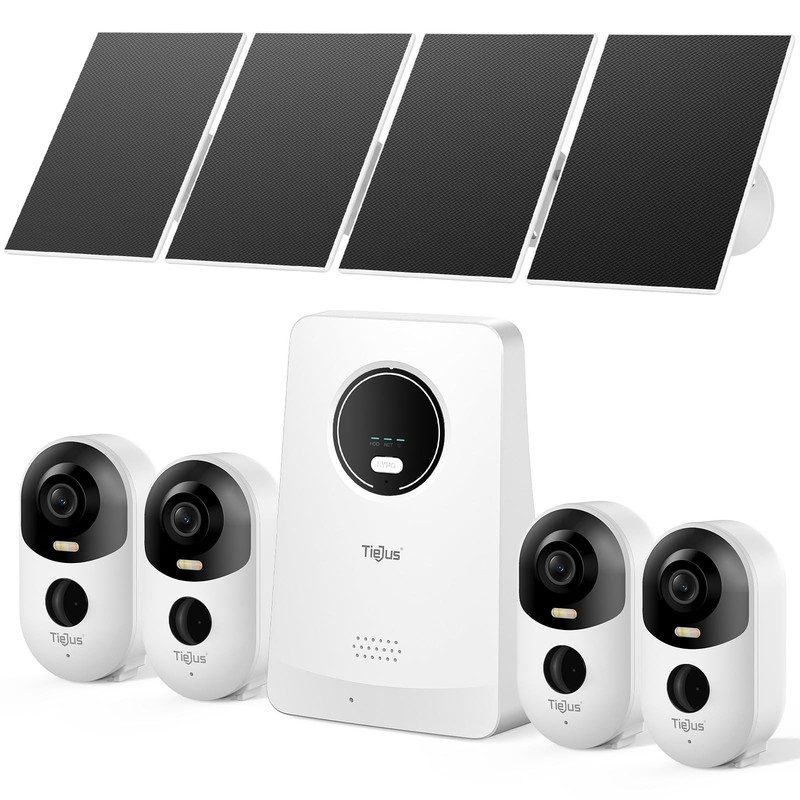 TIEJUS Solar Security Cameras Outdoor Wireless, 2K Home Security Camera Syste...