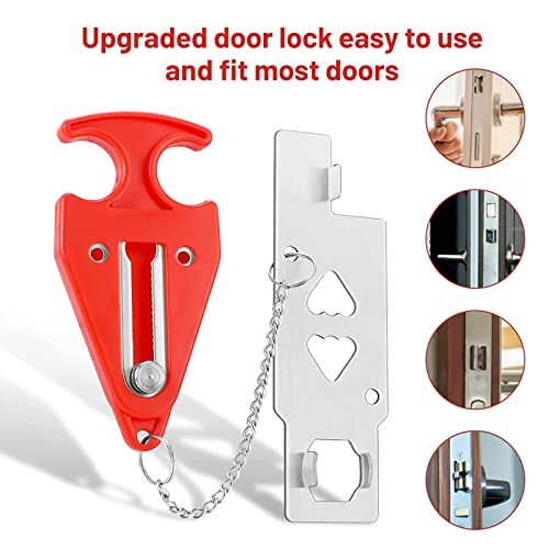 New Door Stop Alarm & Portable Security Door Lock Set for Travel Hotel Room Home gallery