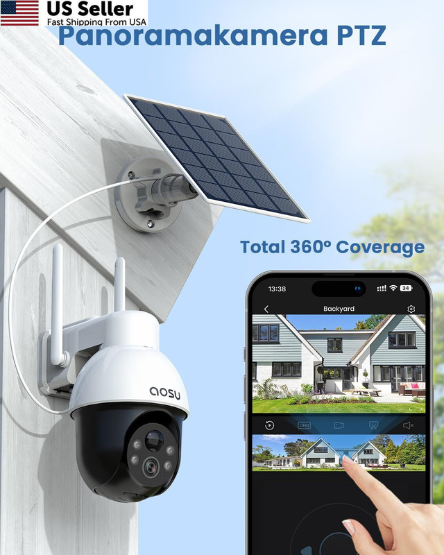 aosu 3K/5MP Solar Security Cameras System Wireless Outdoor, Battery Powered... gallery