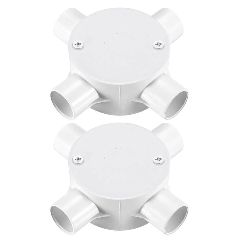 MECCANIXITY 2Pcs PVC Conduit Box Junction 4 Way 20mm with 20mm, White
