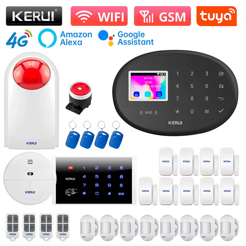 WIFI Home Alarm System 4G GSM Burglar Alarm Working with Tuya Smart Life APP Sec