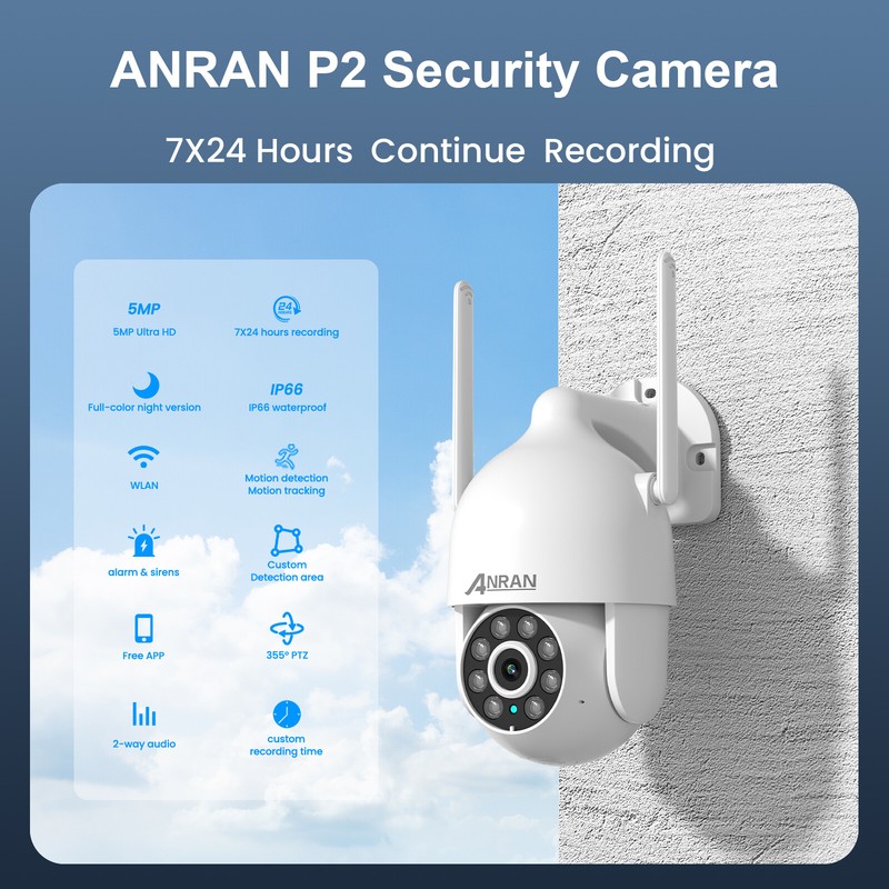 ANRAN 5MP 12''Monitor NVR CCTV Security Camera System AI Smart Detection 2TB HDD gallery