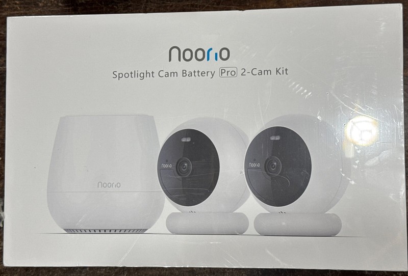 Noorio 2K Wireless Security Camera System with 16GB Local Storage, Battery-White