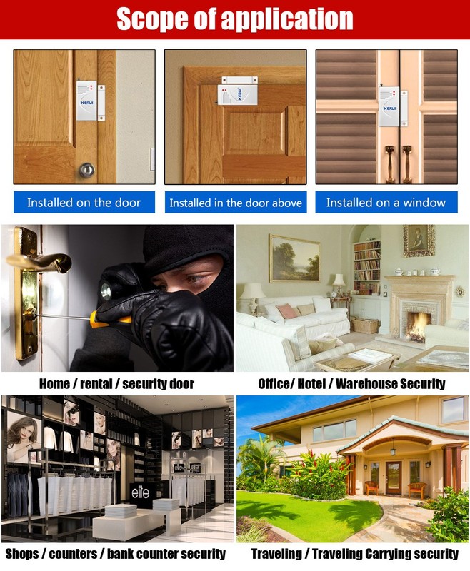 Wireless Magnetic Window/Door Sensor Detect For KERUI Home Security Alarm System gallery