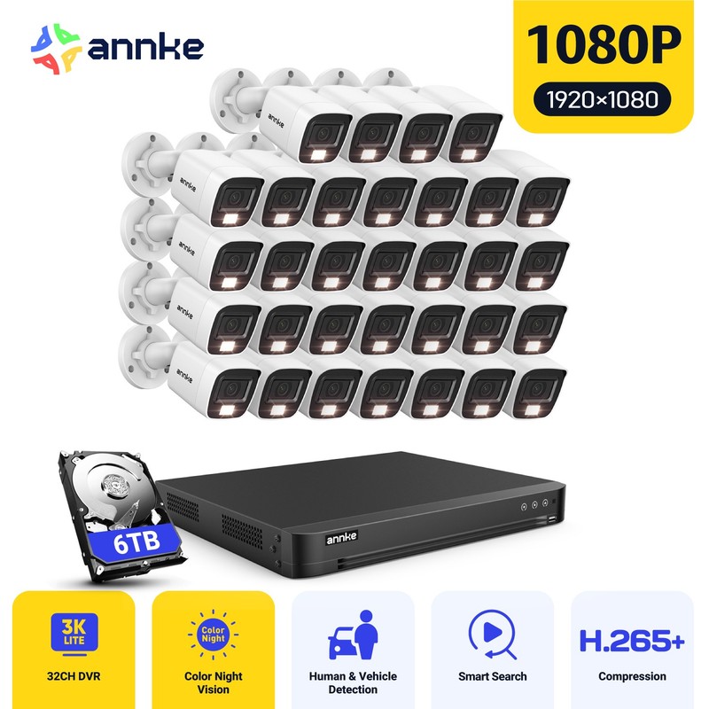 ANNKE 32CH 5MP Lite DVR 1080P Security Camera System Color Night Vision H.265+ gallery