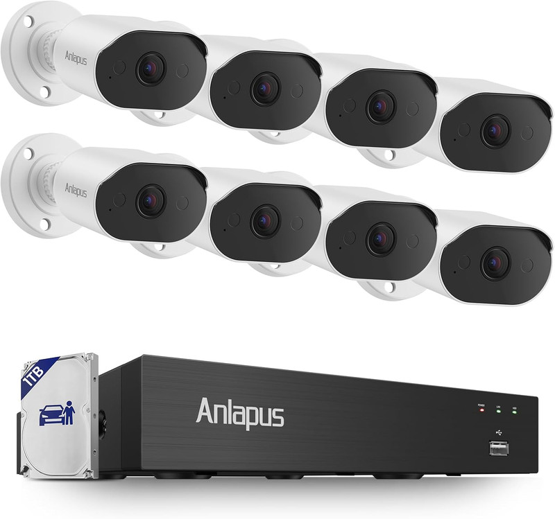 8CH 4K Security Camera System with Audio, 8Pcs 8MP Wired CCTV Cameras Outdoor In