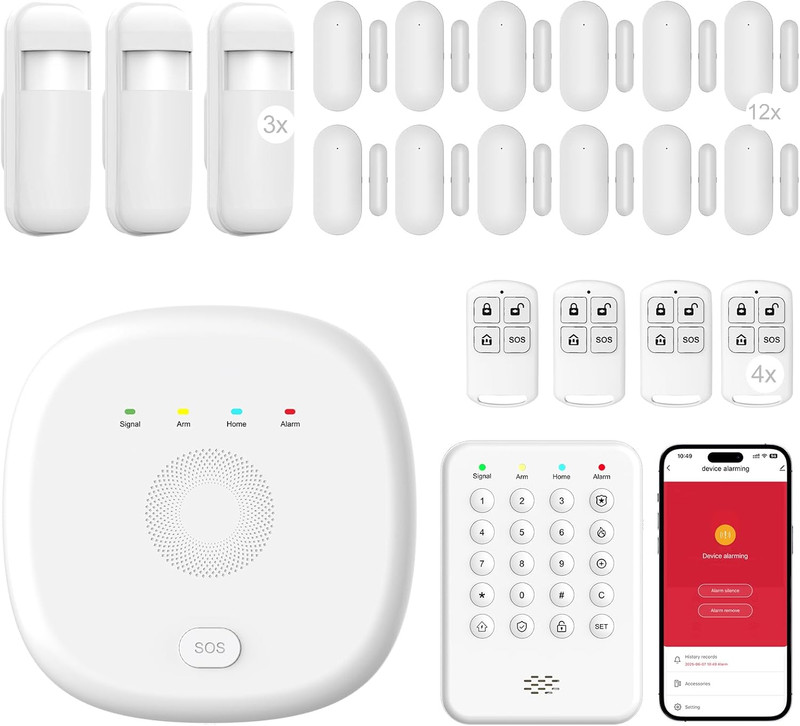 Wireless Home Security Alarm System – Expandable, Alexa Compatible, No Fees