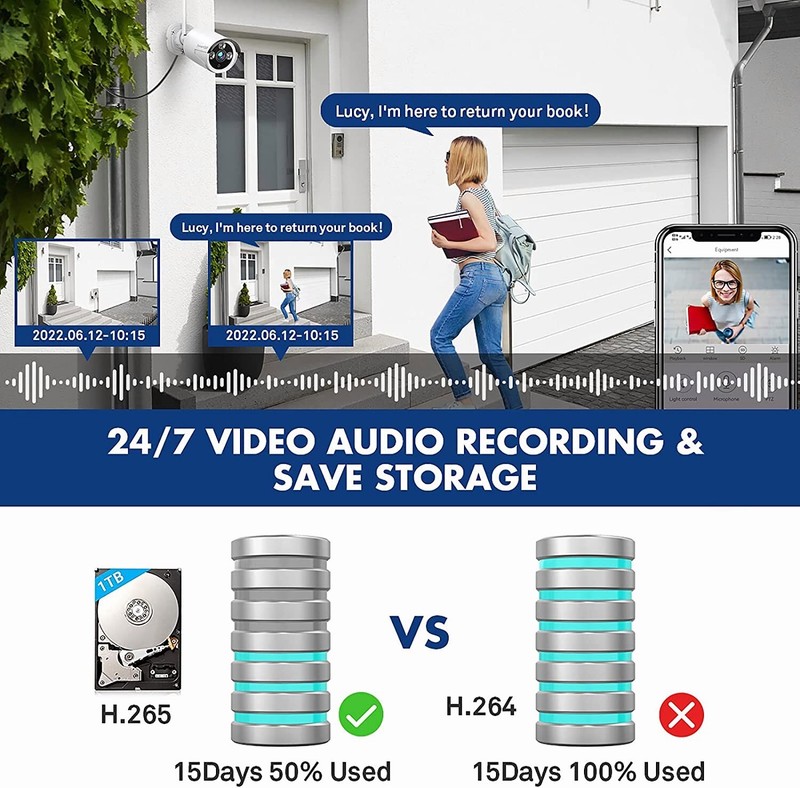 SmartSF 8CH Full HD NVR 2MP Video Audio Outdoor IR Wireless IP Security System gallery