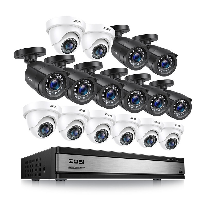 ZOSI 16CH 1080P Outdoor Security Camera System 5MP Lite DVR CCTV IR Night Vision