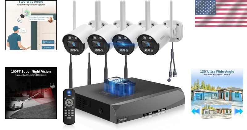 Comprehensive 4-Camera Wireless Security System with 500GB & Smart Detection gallery