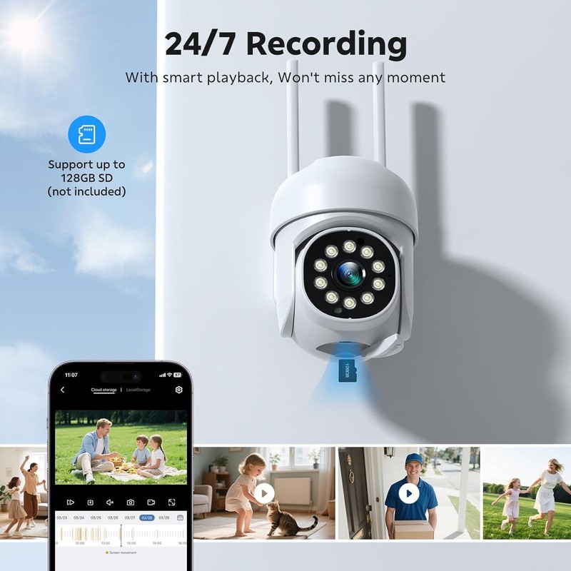 CAMCAMP Outdoor Security Camera Wireless Cameras Home Security,360°View Pan/Tilt gallery