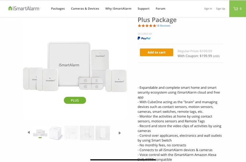 iSmartAlarm iSA8 Wireless Smart Home Security System _ Plus Package