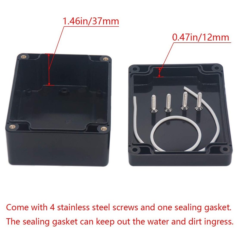 Junction box, Raculety Electrical Project Case Power 4.53"x3.54"x2.17", Black gallery