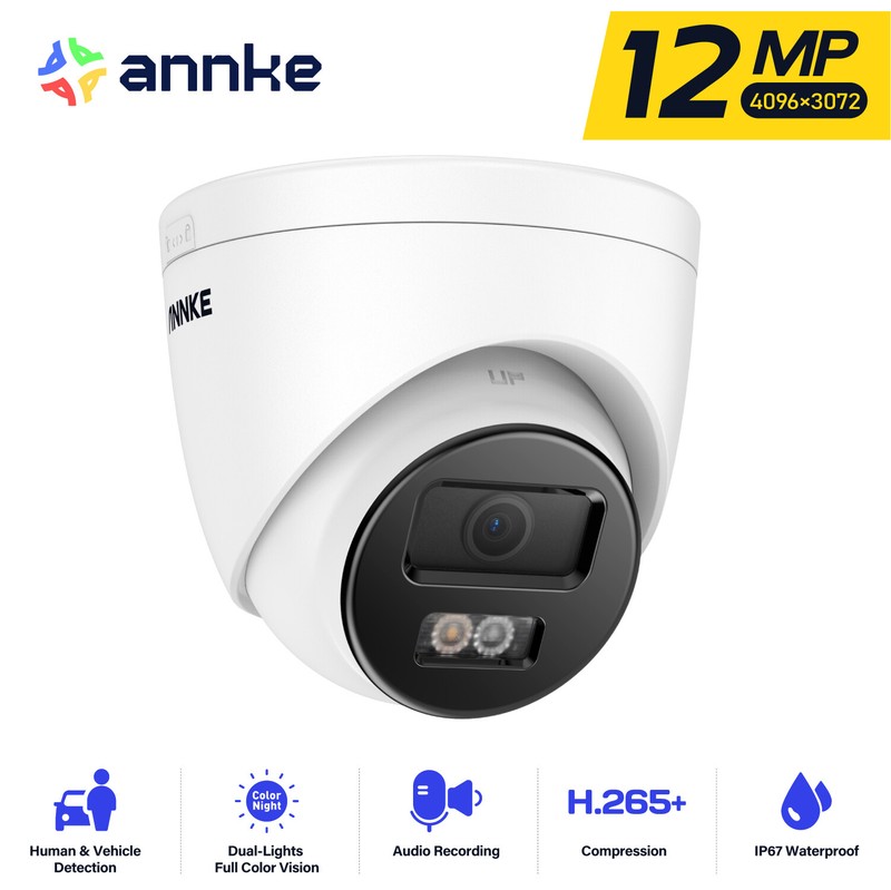 ANNKE 12MP PoE Security IP Camera Audio Recording Outdoor Color Night AI C1200