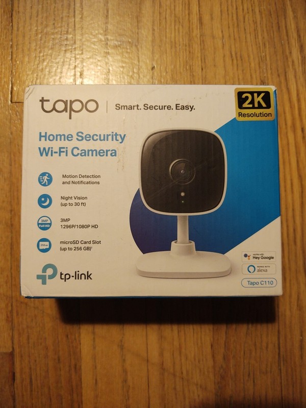 TP-LINK Tapo 2k Indoor Security Wi-Fi Camera, Tapo C110 Night Vision, White