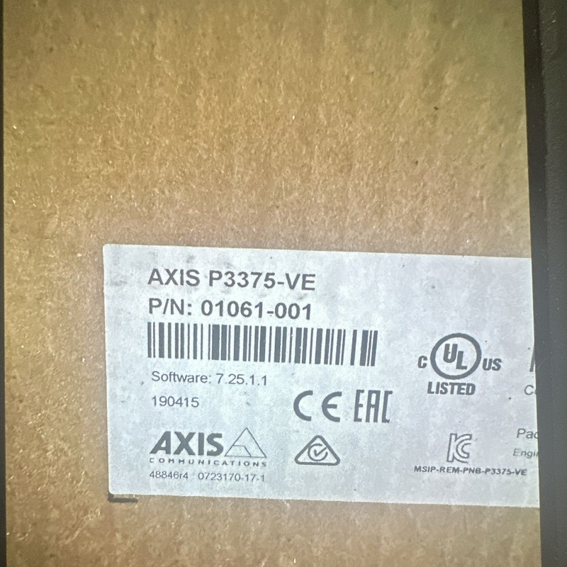 Axis P3375-VE Network Security Camera 1-Pack MPN 01061-001 New