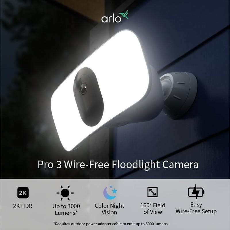 Arlo Pro 3 Floodlight Wire-Free Security Camera 2K HDR Color Night Vision gallery