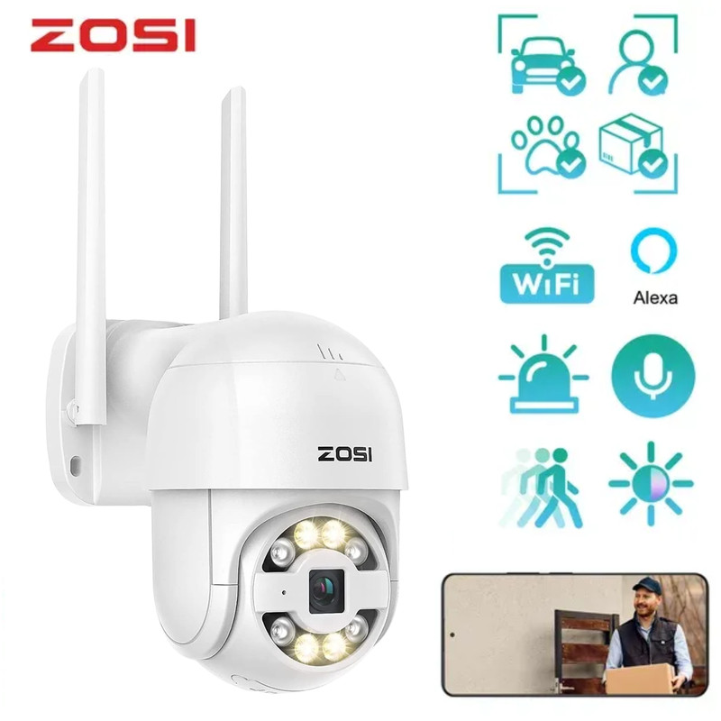 ZOSI C289 3MP WiFi Auto Tracking 2K PT Camera Outdoor Floodlight AI Face Detect