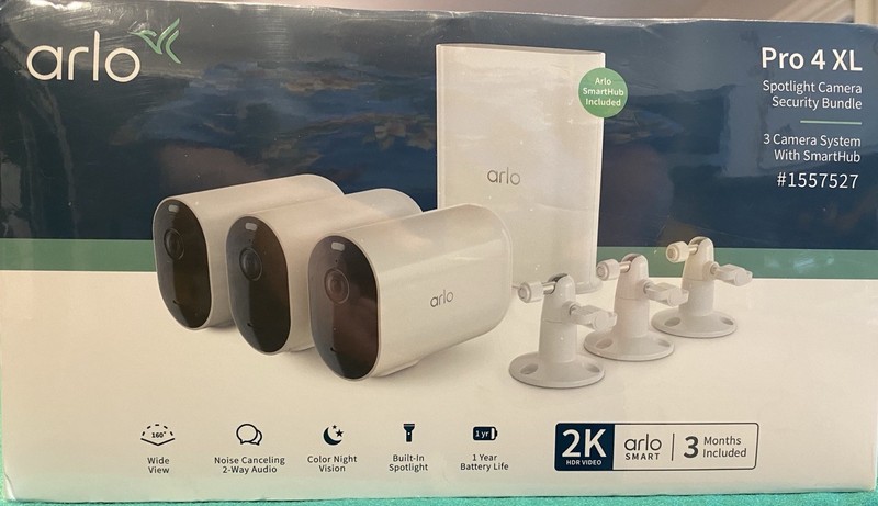 Arlo Pro 4 XL Spotlight Wireless Indoor/Outdoor 3 Camera Bundle FACTORY SEALED